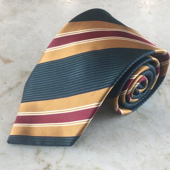 HENRY JACOBSON SILK BLEND REGIMENT STRIPE NECKTIE - Picture 14 of 15